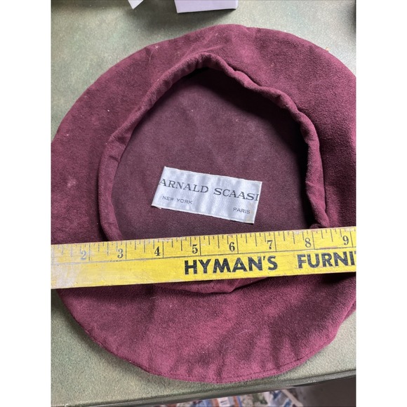 Vintage Arnold Scaasi Burgundy Wine Wool Felt Beret Hat